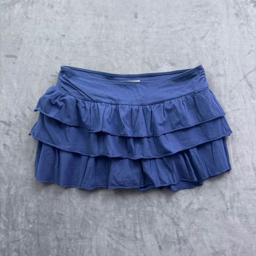 Aeropostale Navy Blue Tiered Ruffle Skort Mini Skirt XL Cotton Blend Y2K Style
